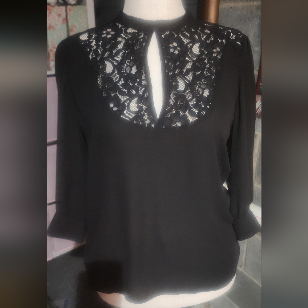 Black Lace Detail Blouse